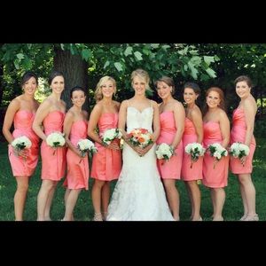 David's bridal short strapless with pleating